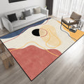 Sikunuo | Ivory Bedroom Carpet Novelty Color Block Striped Pattern Area Rug Polyester Non-Slip Back Washable Rug