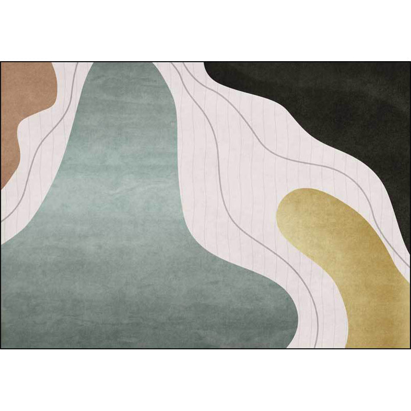Sikunuo | Colorful Bedroom Carpet Novelty Color Block Line Pattern Area Rug Polyester Stain Resistant Carpet