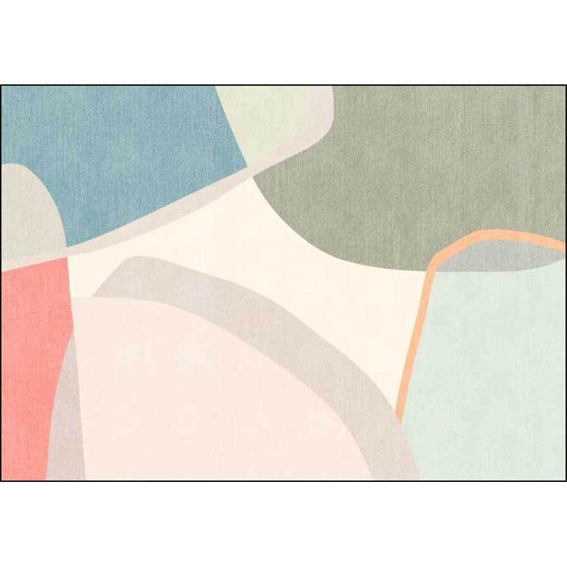 Sikunuo | Colorful Round Bedroom Carpet Novelty Color Block Pattern Area Rug Polyester Washable Anti-Slip Carpet