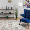 Sikunuo | Shabby Chic Medallion Pattern Carpet Gray Polyester Carpet Machine Washable Non-Slip Backing Carpet for Living Room