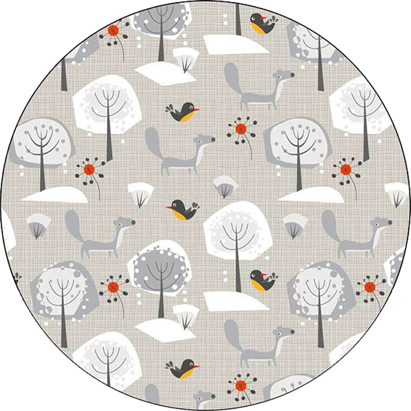 Sikunuo | Gray Children's Room Carpet Children's Animal Megalocnidae Pattern Carpet Polyester Pet-Friendly Carpet
