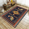 Sikunuo | Stem Southwest Carpet in Black Animals Diamond Stripes Pattern Carpet Polyester Stain-Resistant Carpet for Home Decorations