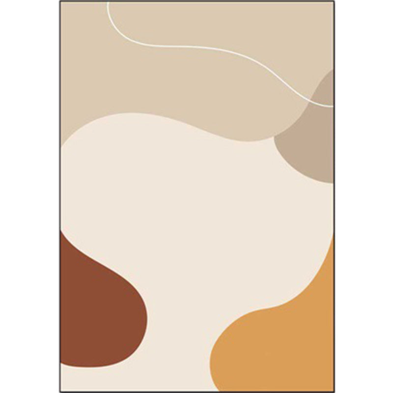 Sikunuo | Ivory Bedroom Carpet Novelty Color Block Irregular Shapes Pattern Rug Polyester Non-Slip Back Washable Rug