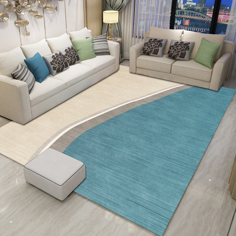 Sikunuo | Colorful Round Bedroom Carpet Novelty Color Block Pattern Area Rug Polyester Washable Anti-Slip Carpet