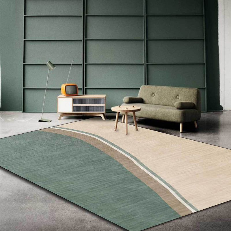 Sikunuo | Colorful Round Bedroom Carpet Novelty Color Block Pattern Area Rug Polyester Washable Anti-Slip Carpet