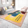 Sikunuo | Funky Abstract Colorblock Rug Pink Multicolor Nordic Rug Polyester Machine Washable Non-Slip Rug for Bedroom
