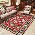 Sikunuo | Southwest Living Room Rug in Red Diamond Print Rug Polyester Non-Slip Pet-Friendly Room Rug