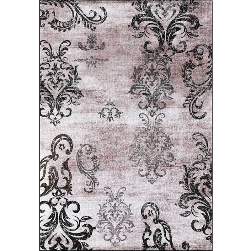 Sikunuo | Black and pink retro carpet Polyester paisley pattern carpet machine washable non-slip backing carpet for the living room