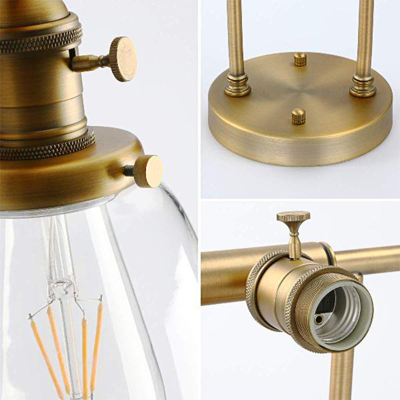 Sikunuo | 3-Bulb Cone Wall Mount Light Fixture Industrial Brass Clear Glass Lighting for Restaurant