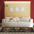 Sikunuo | Black Bedroom Rug Southwestern Tribal Pattern Area Rug Polyester Pet-Friendly Rug