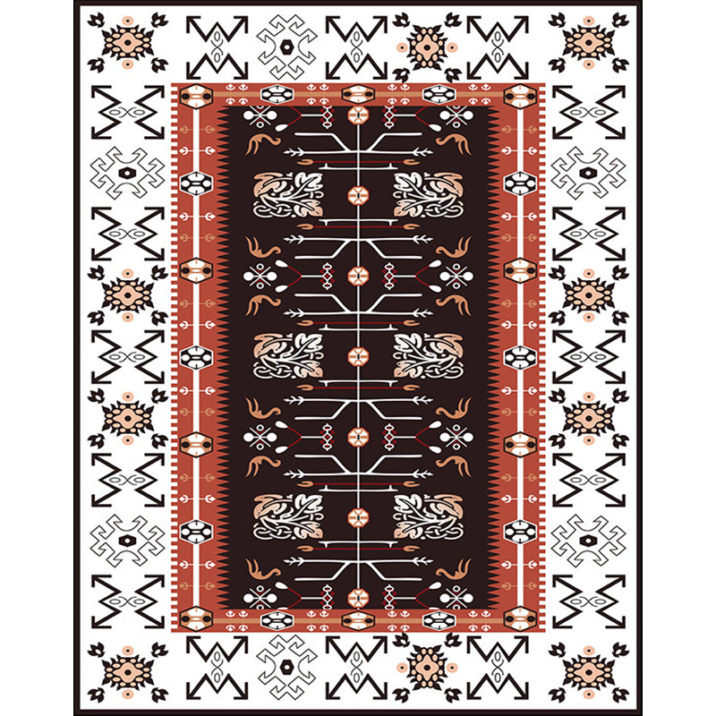 Sikunuo | White Bedroom Rug Southwestern Tribal Leaf Pattern Area Rug Polyester Stain Resistant Non-Slip Doormat