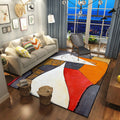 Sikunuo | Colorful Bedroom Carpet Novelties Color Block Geometric Pattern Area Rug Polyester Non-Slip Stain Resistant Rug
