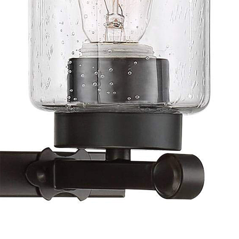 Sikunuo | 3-Bulb Seed Glass Wall Light Industry Black Cylinder Dining Room Wall Lamp in Clear