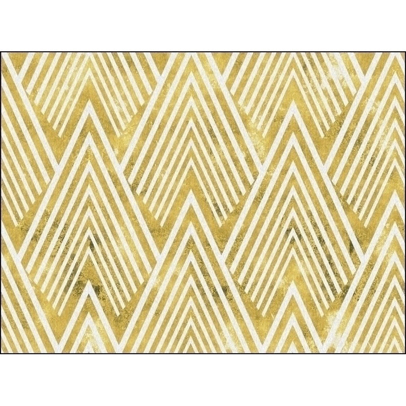 Sikunuo | Gold Bedroom Rug Novelty Geometric Mountain Stripe Pattern Area Rug Polyester Pet-Friendly Washable Rug
