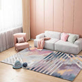 Sikunuo | Pink Bedroom Rug Novelty Geometric Stripe Pattern Area Rug Polyester Pet Friendly Non-Slip Rug