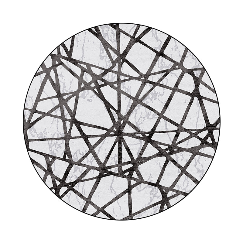 Sikunuo | White Novelty Rug Polyester Abstract Rug Machine Washable Non-Slip Back Rug for the Living Room