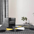 Sikunuo | Black modern carpet polyester abstract carpet machine washable non-slip backing carpet for the living room