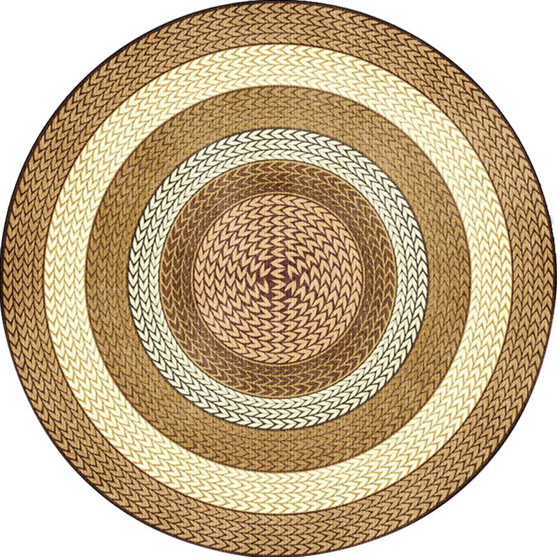 Sikunuo | Rustic Concentric Circles Pattern Carpet Yellow and Green Polyester Carpet Machine Washable Non-Slip Carpet for Living Room