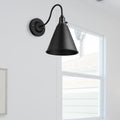 Sikunuo | 1 head gooseneck wall light with conical shade industrial black metal wall lamp for the dining room