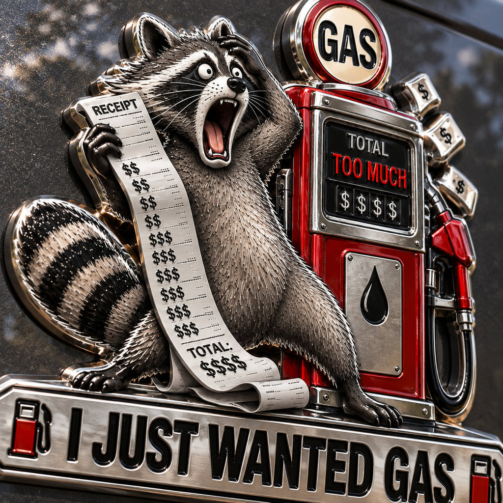 I Just Wanted Gas Raccoon Metal Car Emblem
