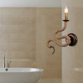 Sikunuo | Candle Holder Ropestone Wall Lamp with Curved Design Vintage 1 Light Bedroom Wall Mounted Lamp in Bronze