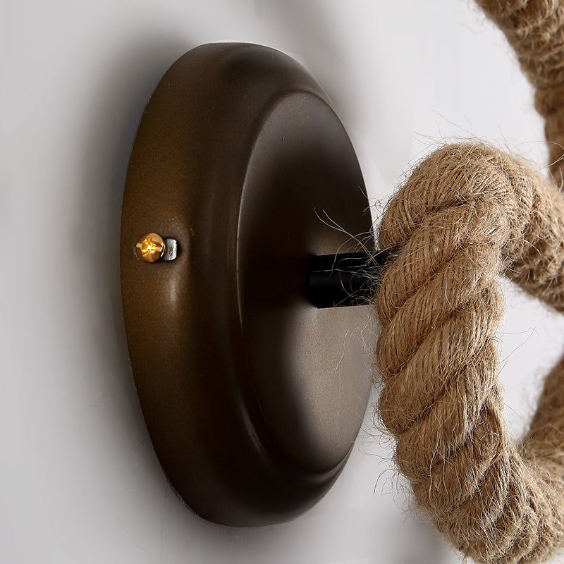 Sikunuo | Candle Holder Ropestone Wall Lamp with Curved Design Vintage 1 Light Bedroom Wall Mounted Lamp in Bronze