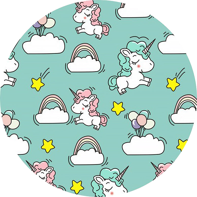 Sikunuo | Pink and Blue Kids Mat Polyester Unicorn and Rainbow Print Mat Washable Non-slip Back Carpet for Children's Room