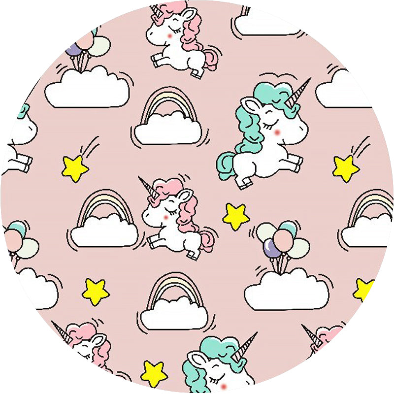 Sikunuo | Pink and Blue Kids Mat Polyester Unicorn and Rainbow Print Mat Washable Non-slip Back Carpet for Children's Room