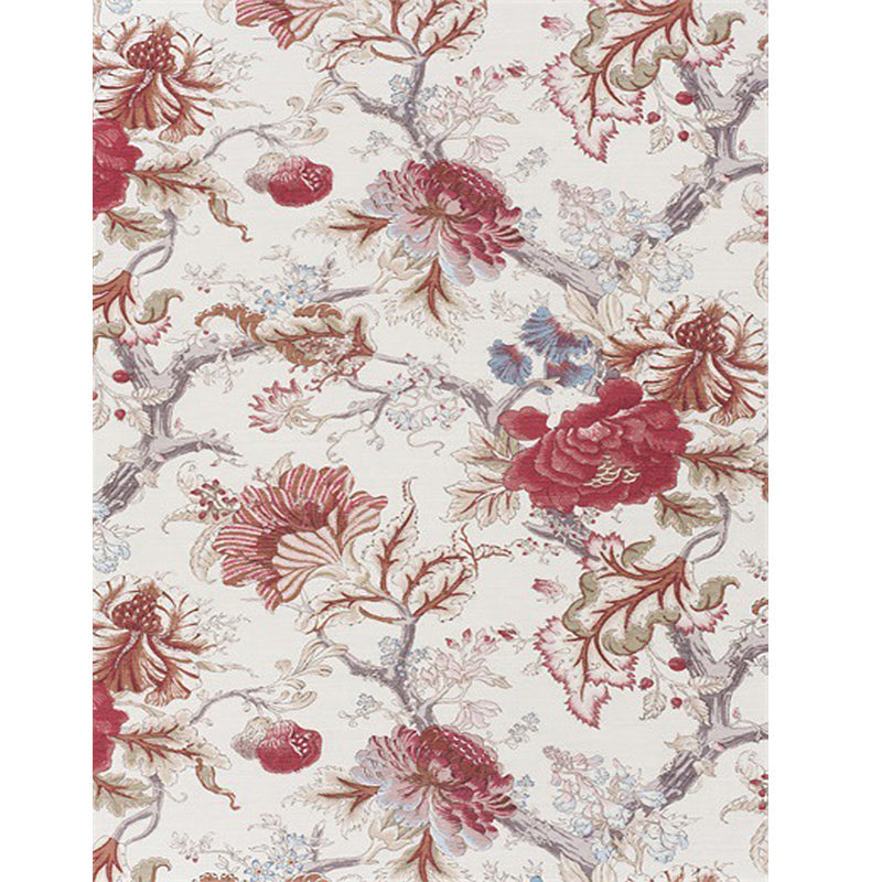 Sikunuo | Vintage Floral Pattern Rug Red Polyester Rug Machine Washable Non-Slip Rug for the Living Room