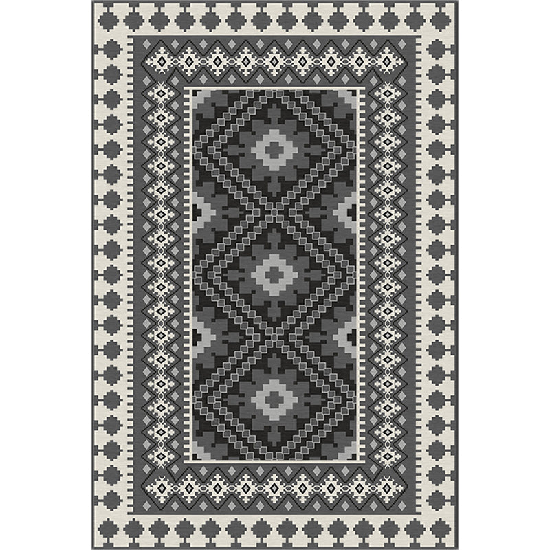 Sikunuo | American Tribal Print Rug Gray and Brown Polyester Rug Machine Washable Non-Slip Area Rug for the Living Room