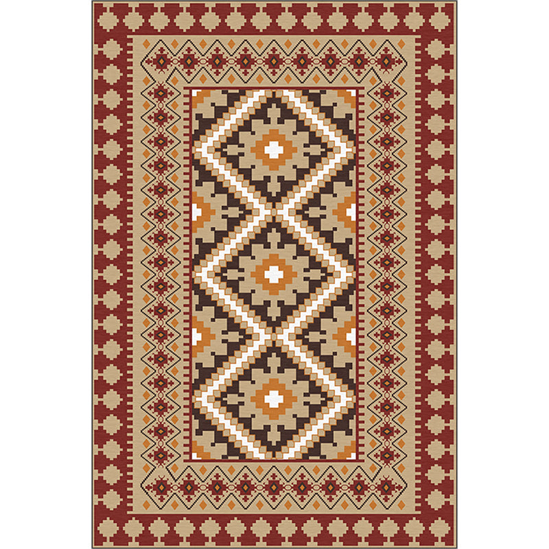 Sikunuo | American Tribal Print Rug Gray and Brown Polyester Rug Machine Washable Non-Slip Area Rug for the Living Room