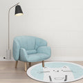 Sikunuo | Children's mats with cat pattern Light Blue Polyester rug Washable Non-slip mat Rug for living room decoration