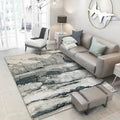 Sikunuo | Gray Oriental Carpet Polyester Ink Wash Painting Pattern Carpet Washable Non-Slip Base Carpet for Living Room