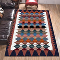 Sikunuo | Vintage Tribal Pattern Carpet White and Purple Traditional Carpet Polyester Washable Non-Slip Back Carpet for Bedroom