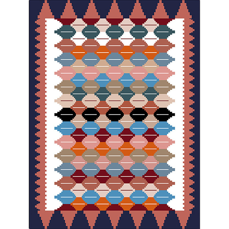 Sikunuo | Vintage Tribal Pattern Carpet White and Purple Traditional Carpet Polyester Washable Non-Slip Back Carpet for Bedroom