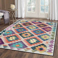 Sikunuo | Mediterranean certified printed carpet multicolored polyester carpet machine washable non-slip carpet for living room