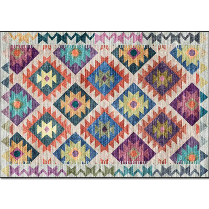 Sikunuo | Mediterranean certified printed carpet multicolored polyester carpet machine washable non-slip carpet for living room