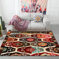 Sikunuo | Retro Azulejos Pattern Carpet Brown Multicolored Persian Carpet Polyester Machine Washable Non-Slip Carpet for Bedroom