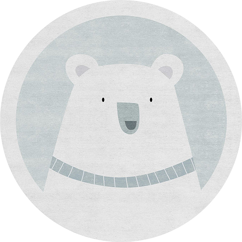 Sikunuo | Unique cartoon bear patterned rug gray children's rug polyester washable non-slip area rug for the children's room