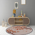 Sikunuo | Red Oriental Carpet Polyester Leaf and Bird Pattern Carpet Washable Non-Slip Back Carpet for the Living Room