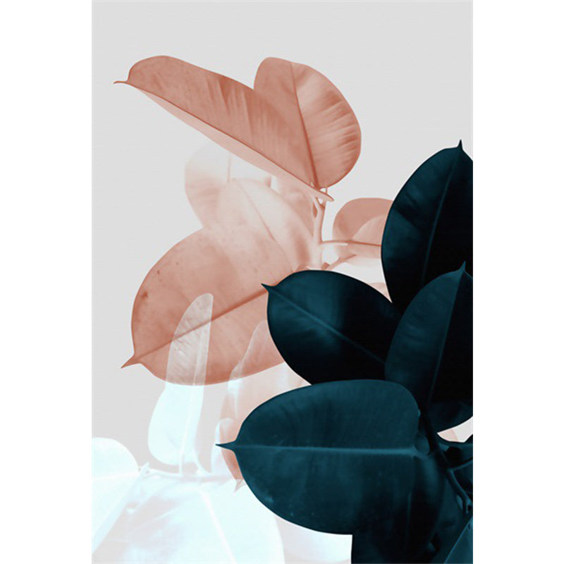 Sikunuo | Simple Leaf Pattern Carpet Dark Blue Oriental Carpet Polyester Washable Non-Slip Backing Carpet for the Living Room