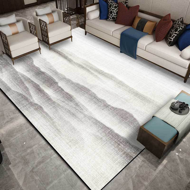 Sikunuo | Vintage Ink Wash Painting Rug with Mountain Gray Polyester Rug Machine Washable Non-Slip Area Rug for Bedroom