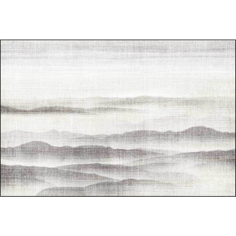Sikunuo | Vintage Ink Wash Painting Rug with Mountain Gray Polyester Rug Machine Washable Non-Slip Area Rug for Bedroom