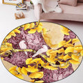 Sikunuo | Retro Apricot Leaf Pattern Rug with Bird Yellow and Pink Traditional Rug Polyester Washable Non-Slip Back Rug for the Bedroom