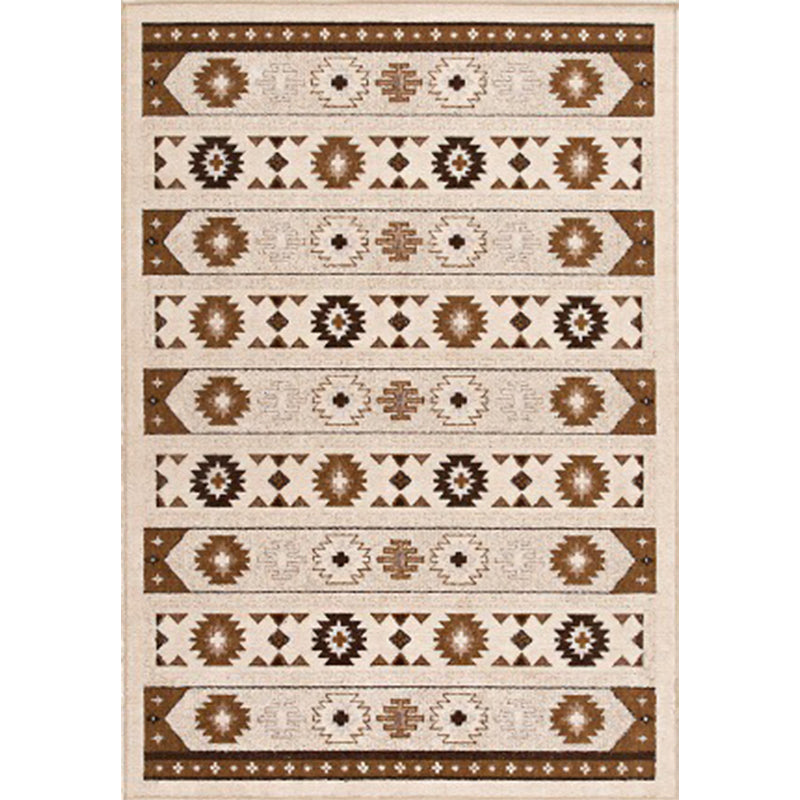 Sikunuo | Blue and brown tribal rug striped polyester and tribal pattern rug washable non-slip backing rug for living room