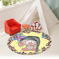 Sikunuo | Beautiful cartoon mouse pattern carpet with flower and leaf pattern Yellow children's carpet Polyester Washable Non-slip area rug for the children's room