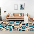 Sikunuo | Classic Floral Pattern Rug Blue Vintage Rug Polyester Washable Non-Slip Mat Rug for Bedroom