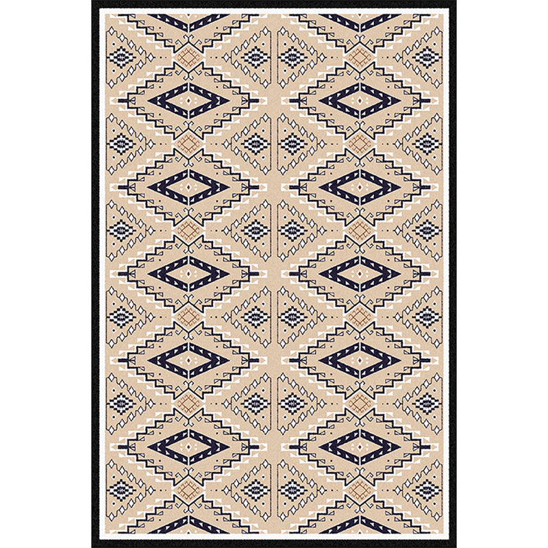 Sikunuo | American geometric print rug yellow polyester rug machine washable non-slip rug for the living room