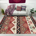 Sikunuo | Stylish Tribal Design Carpet Red Vintage Carpet Polyester washable Non-slip back Carpet for bedroom