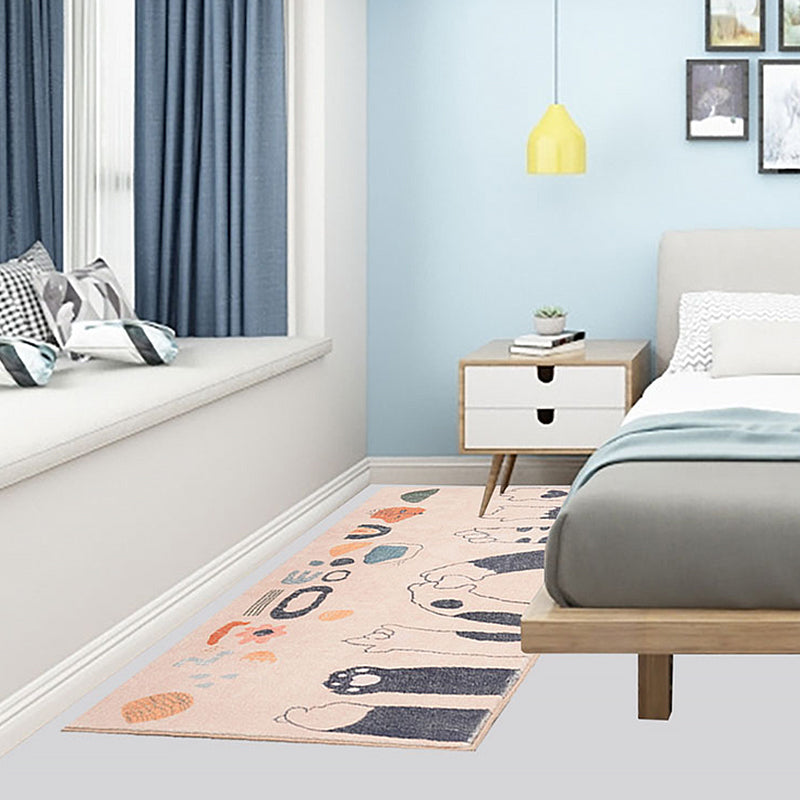 Sikunuo | Apricot Kids Carpet Polyester Cat Feet Print Carpet Machine Washable Non-Slip Backing Rug for Kids Room